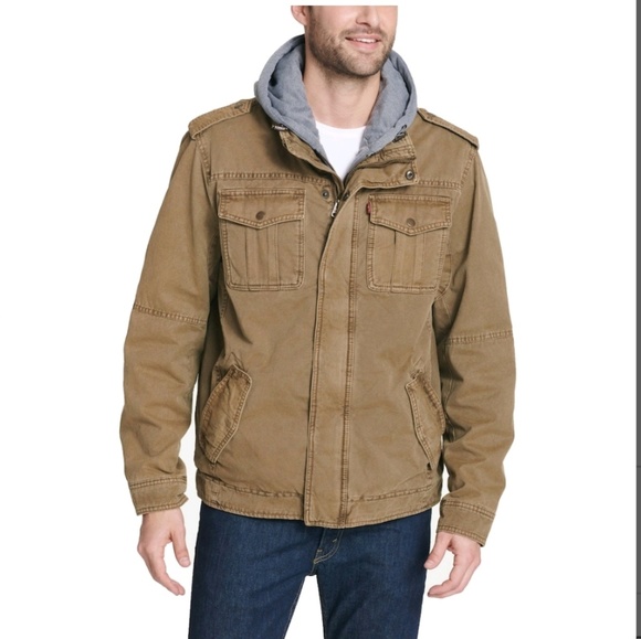 Levi's Other - Levi's khaki hooded military trucker jacket NWT